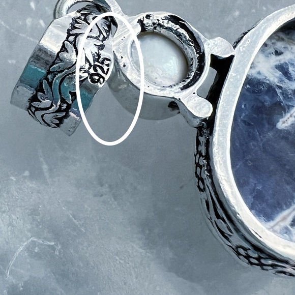 Sterling Silver 925 Sodalite Pendant Handmade Vintage Antique Style New - Picture 7 of 7